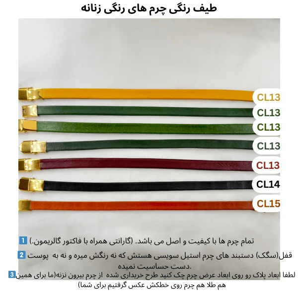 دستبند چرم زنانه L1305 طلا لیزری